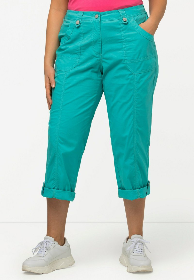 Ulla Popken 7/8 RETROUSSABLE POCHES - Pantalon classique - turquoise