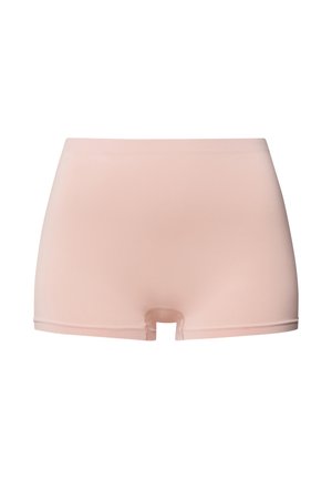 Culotitas de color rosa claro hechas de una tela suave y elástica, con una cintura de altura media y una pequeña abertura en la parte delantera, con bordes sin costuras.