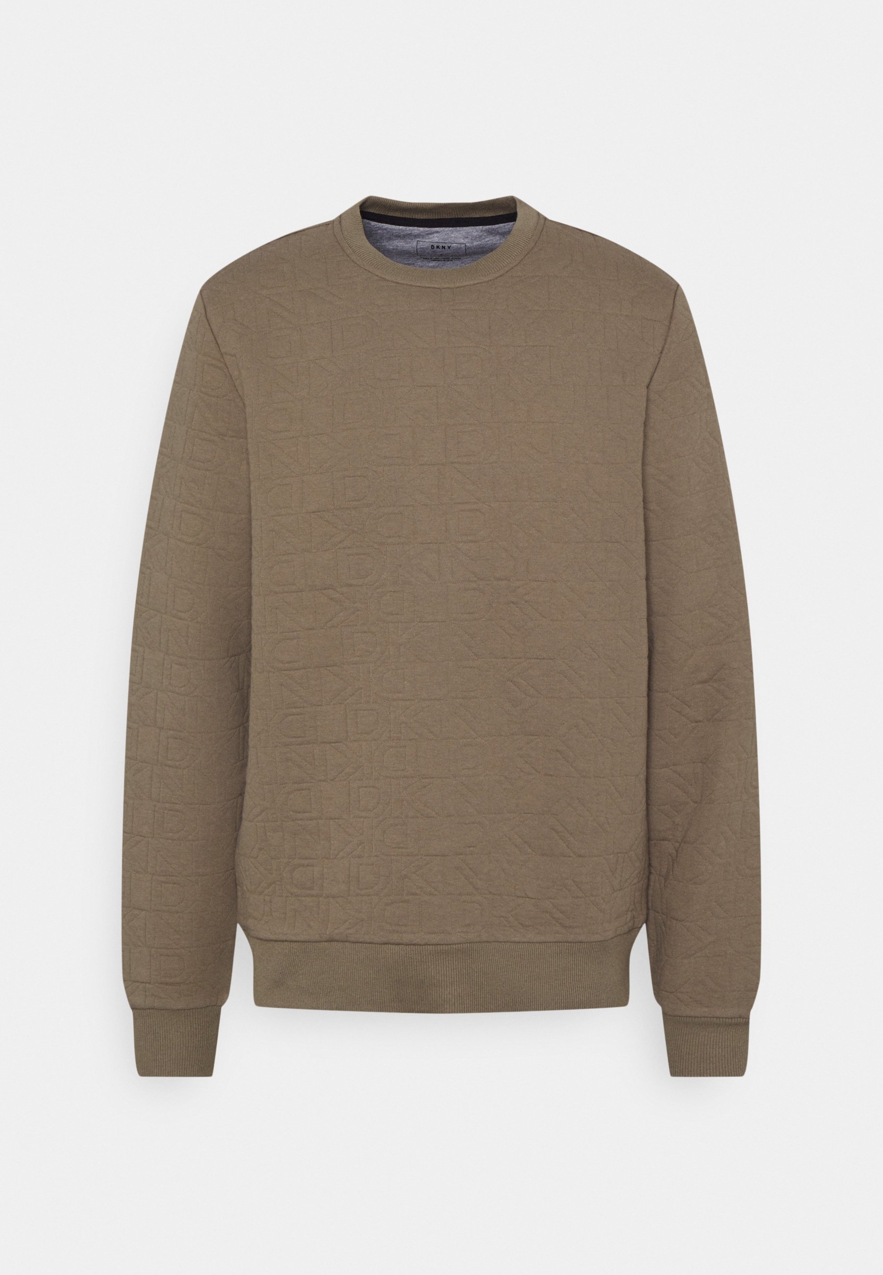 DKNY Quilted Allover Logo Jumper Olive, Men's, Size: Large, Khaki