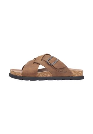 Pantolette flach - braun