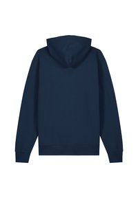 Marineblaue Kapuzenjacke mit Kängurutasche und verstellbarem Kapuzenzug. Mit gerippten Bündchen und Saum, hergestellt aus weichem Baumwollstoff.