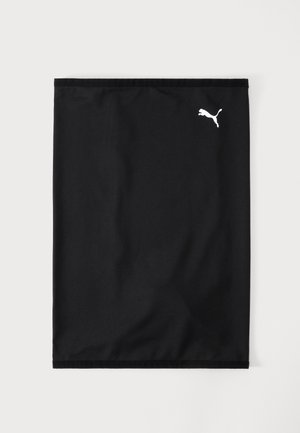 Tour de cou en tissu rectangulaire noir avec logo Puma blanc en haut à droite.