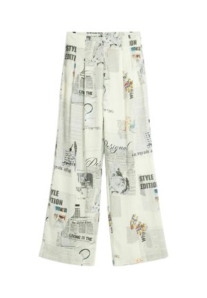 Desigual, PRINTED WIDE-LEG TROUSERS - Pantalon classique - white