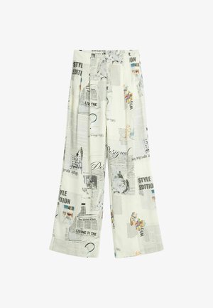 Desigual, PRINTED WIDE-LEG TROUSERS - Pantalones - white