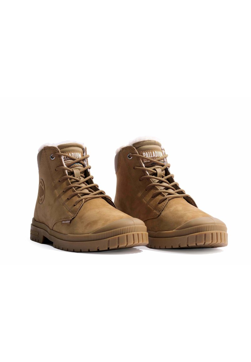 Palladium Men\'s Taupe Brown Lace-Up Leather Ankle Boots Palladium PAMPA ZIP LTH ESS Brown - Free delivery | Spartoo  main image 3