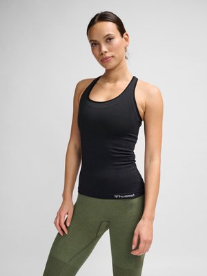 Hummel, HMLCLEA SEAMLESS TOP - Top - black melange