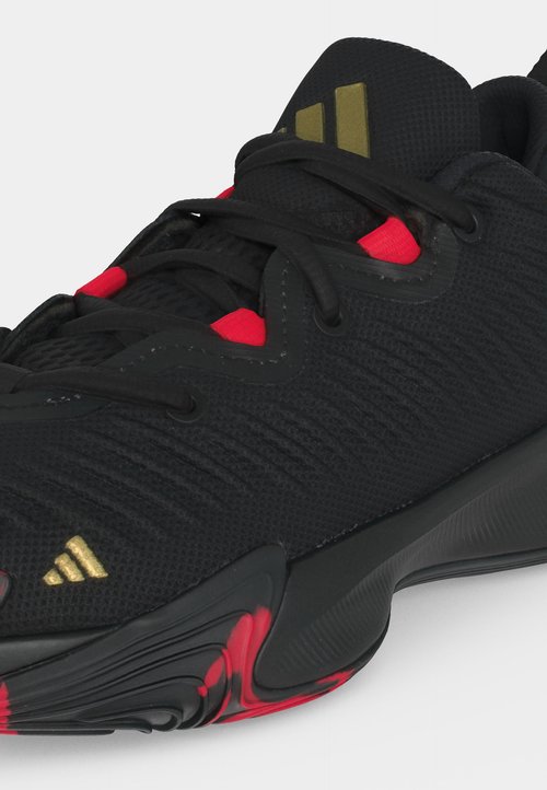 adidas INITIATION UNISEX - Basketball shoes - core black/gold-coloured metallic/pure ruby — photo 7