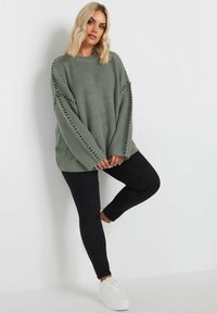 Yours Clothing BLANKET STITCH - Stickad tröja - grey