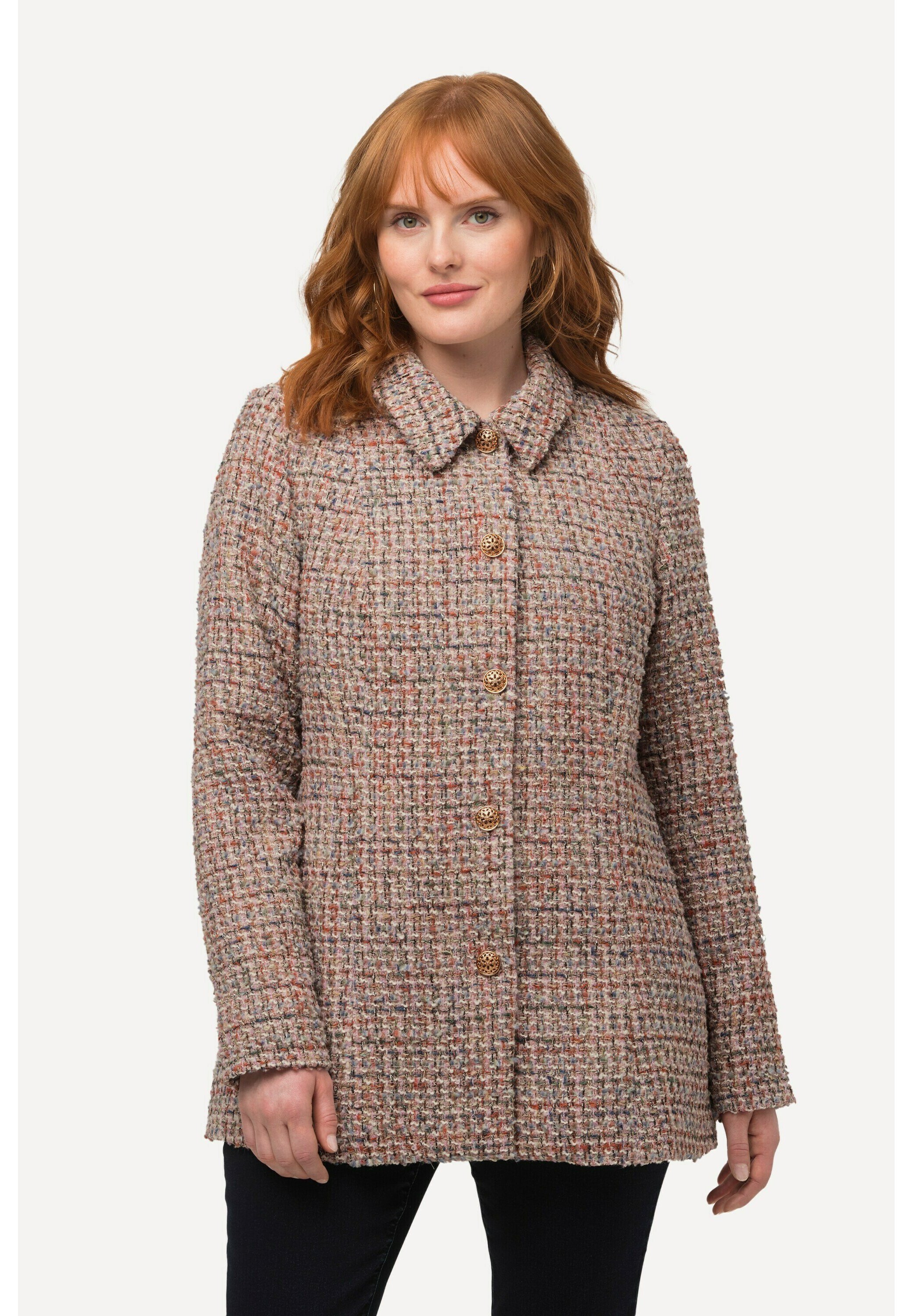 Ulla Popken Cardigan Corto Donna In Cotone Biologico, Con Scollo A V E Maniche 3/4, Taglio Relaxed Fit - 6
