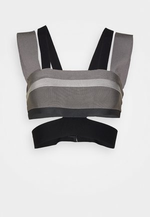 Hervé Léger HERVE LEGER LAW ROACH BANDAGE CUTOUT CROP - Top - ash