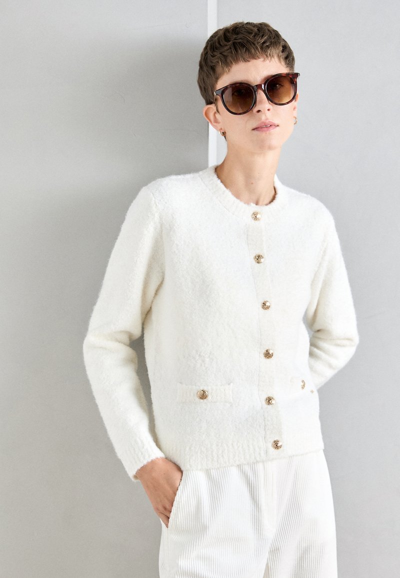 Lindex LUNAR - Chaqueta de punto - light dusty white