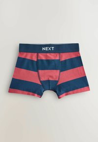 Boxers en bleu marine avec des rayures rouges, fabriqués en tissu doux. Dotés d'une ceinture élastique ajustée avec le logo "NEXT" et d'une poche à l'avant.
