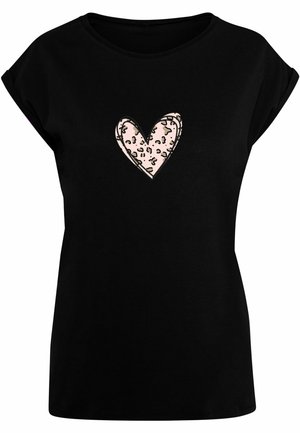 VALENTINES DAY-LEOPARD HEART EXTENDED  - T-shirts med print - black