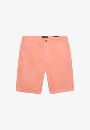 Herre salmon pink shorts i regular fit med knap- og lynlåslukning, bæltestropper samt lommer i sider og bag.