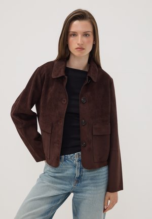 OVS REGULAR-FIT SHACKET WITH PATCH POCKETS - Leichte Jacke - dark brown