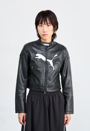 FUTURE ARCHIVE PLEATHER RACER JACKET - Chaqueta de cuero sintético - black