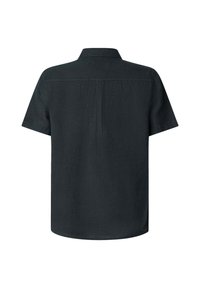 Majica kratkih rukava tamnosive boje napravljena od lagane tkanine. Ima ovratnik na dugme i šav na leđima za dodatnu strukturu.