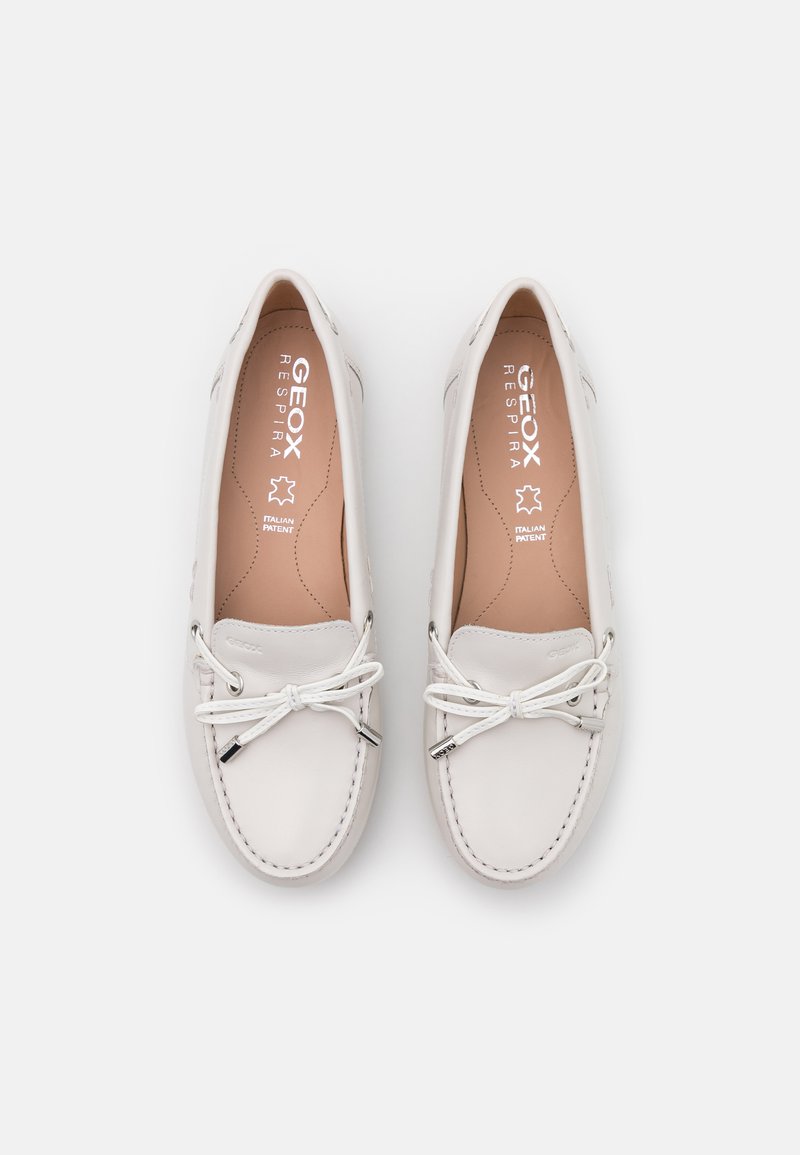 White Shoes Women D VEGA MOC B BLACK GREY LEATHER Shoes Geox