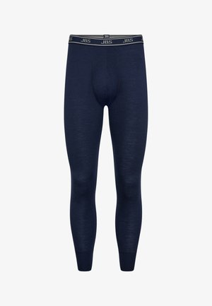 Marineblå termleggings lavet af blødt, strækbart stof. Har en komfortabel talje med logo, tætsiddende design og glat tekstur.