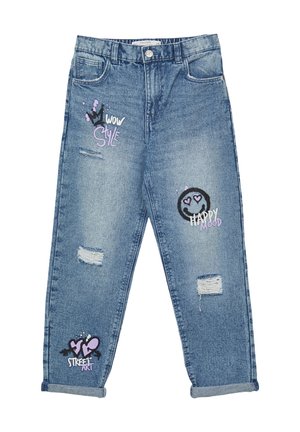 Calliope MOM SCRITTE - Jeans slim fit - blu denim medio chiaro