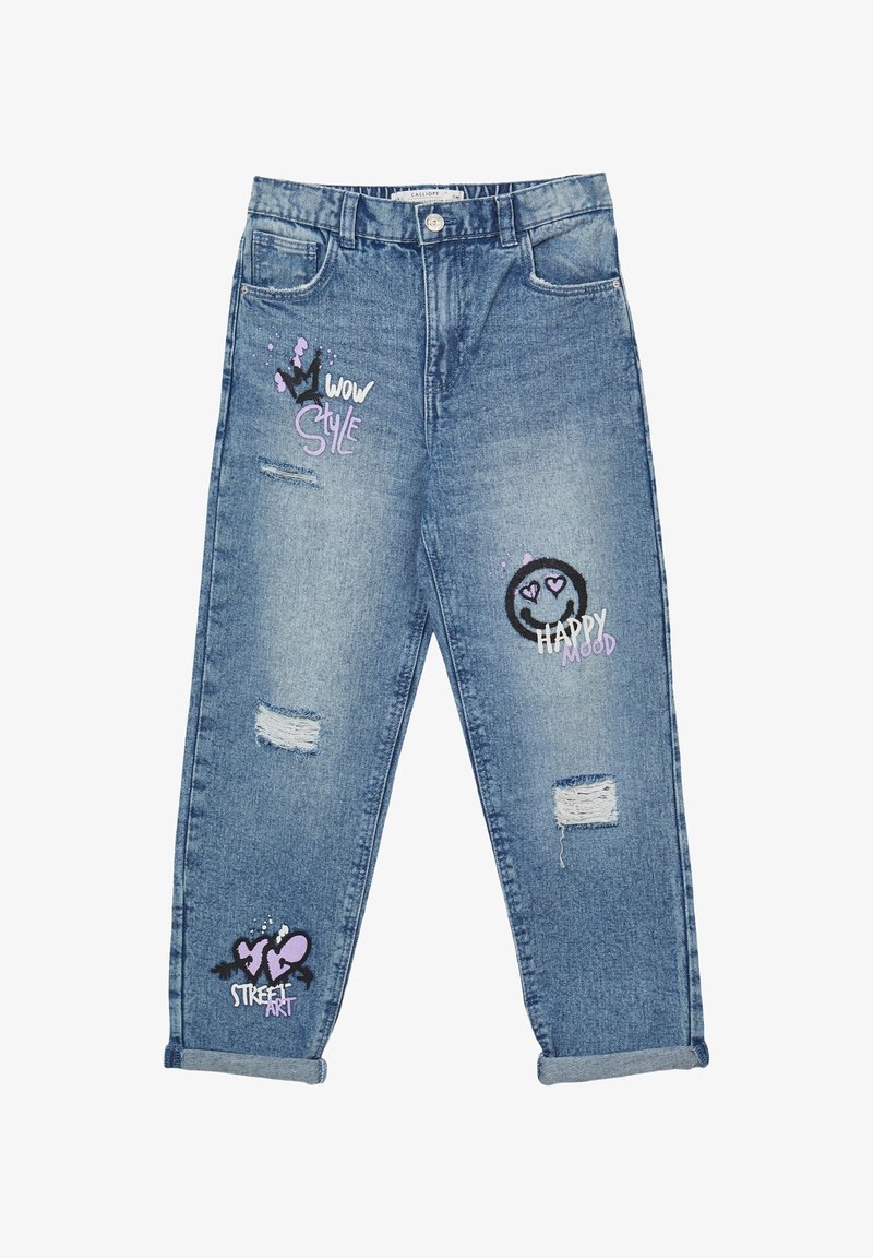 Calliope MOM SCRITTE - Jeans slim fit - blu denim medio chiaro