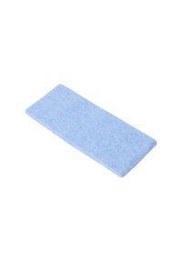 Lichtblauwe katoenen haarband, rechthoekige vorm, zachte textuur, uniforme kleur, met afgeronde randen en zonder zichtbare patronen of hardware.