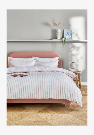 Next, REVERSIBLE DUVET COVER AND PILLOWCASE SET - Sengetøj - pink white slim stripe