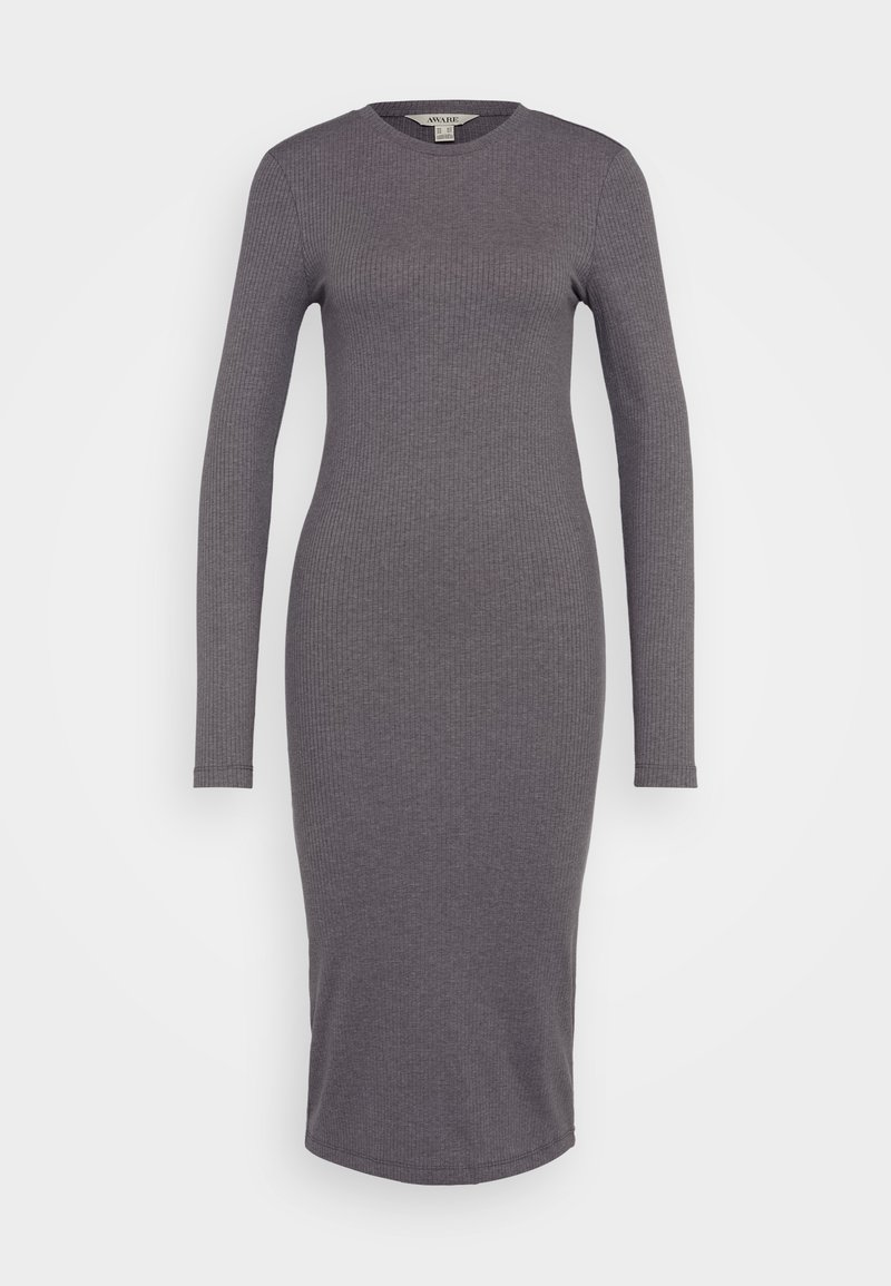 strapless open back dress Charcoal Button Up Ribbed Knit Long Sleeve Maternity Midi Dress – PinkBlush main image 0