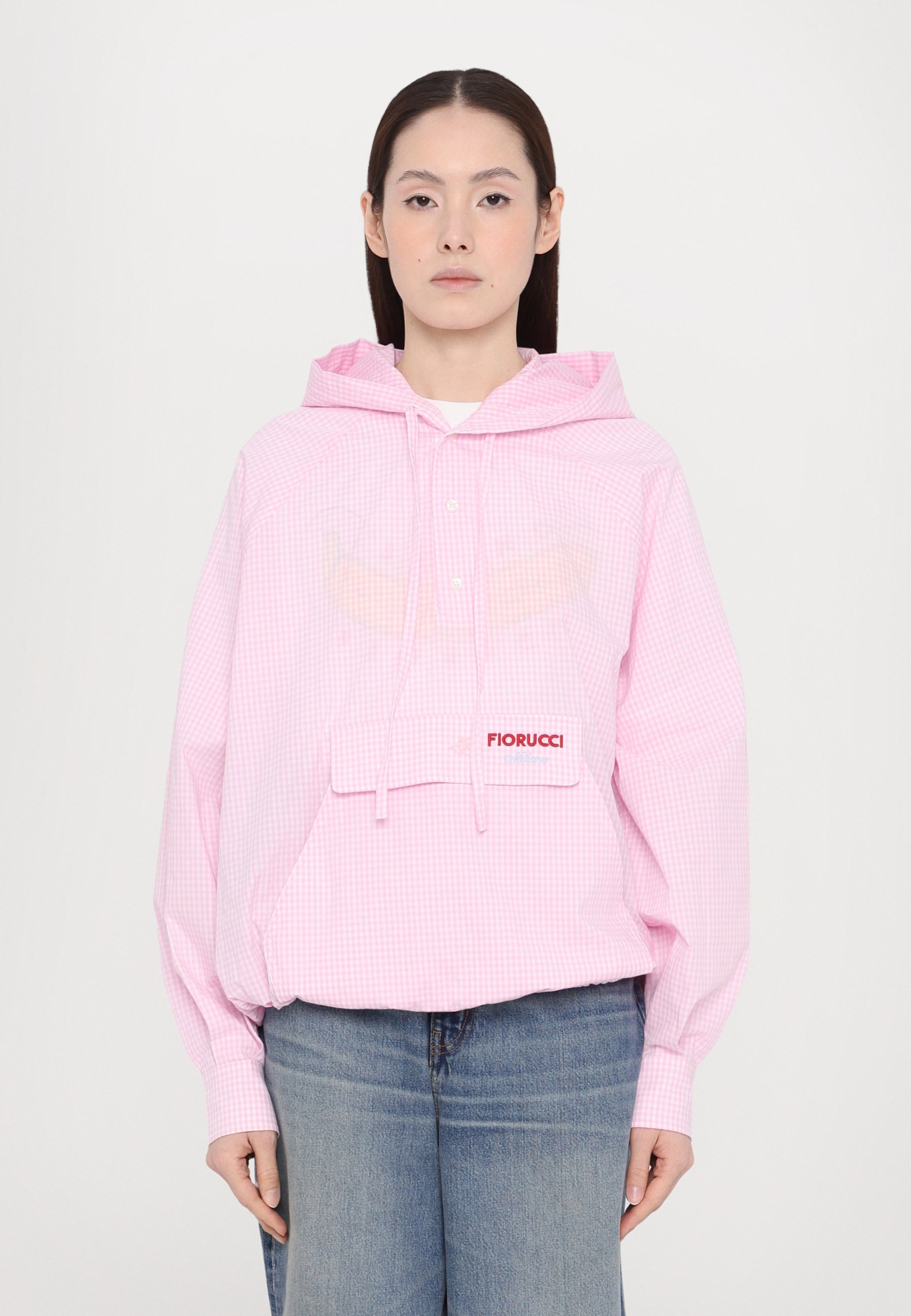 売れ筋商品|||フィオルッチ シャツ レディース トップス GINGHAM LOGO HOODIE SHIRT - Blouse - baby pink Fiorucci GINGHAM LOGO HOODIE SHIRT - Blouse - baby pink/pink