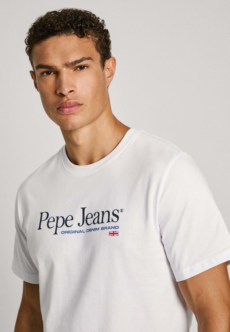 T-shirt Pepe Jeans Blanc Velvet - Femme Taille Régulière - Neuf Avec étiquettes