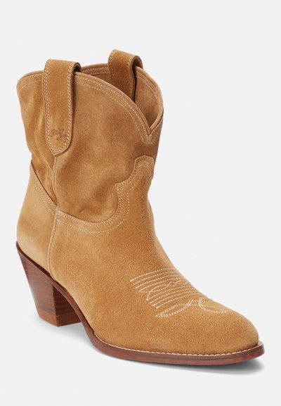 Polo Ralph Lauren CALFSKIN SUEDE WESTERN BOOT - Kovboju/motociklistu tipa puszābaki - caramel