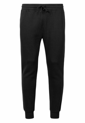 Zwarte joggers van een mengsel van katoen, met een elastische tailleband met trekkoord, geribbelde boorden en een gladde textuur.