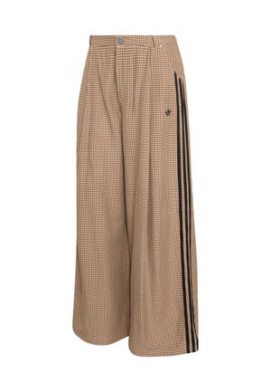 adidas Originals, CHECKS TROUSER LOOSE PANTS - Stoffhose - crystal linen   aurora coffee   orbit green   vermillion