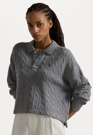 CABLE WOOL CASHMERE POLO SHIRT - Pullover - spruce grey heather