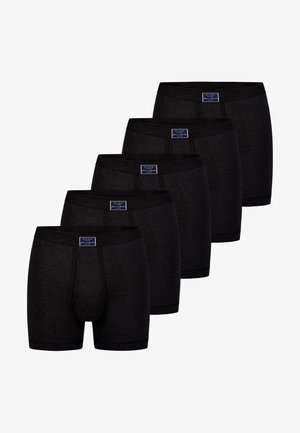 Boxers en coton noir, avec une texture lisse, une ceinture élastique et une pochette avant de soutien. Ensemble de cinq avec des détails côtelés subtils.