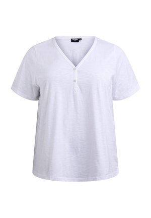 Zizzi FLASH - MIT KNOPFLEISTE - Základné tričko - bright white