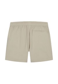 Beige, lichte shorts gemaakt van gestructureerde stof, met een elastische tailleband en een enkele achterzak aan de rechterkant.