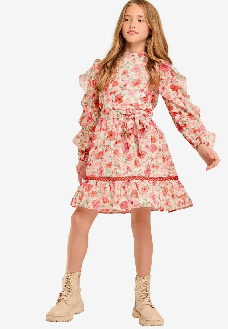 Lipsy REGULAR FIT - RUFFLE SLEEVE SPARKLE - Vestido informal - pink floral