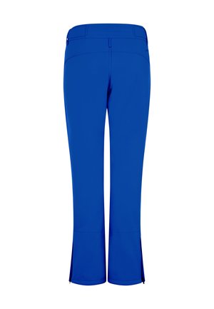 Blaue Sporthosen mit einer enganliegenden Passform, hergestellt aus dehnbarem Material, mit einer Gesäßtasche und seitlichen Schlitzen am Saum.