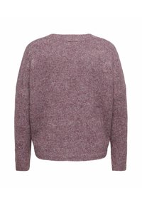 Strickpullover aus weichem, kastanienbraunem Stoff mit texturiertem Finish. Verfügt über einen runden Ausschnitt, überschnittene Schultern sowie gerippte Bündchen und Saum.