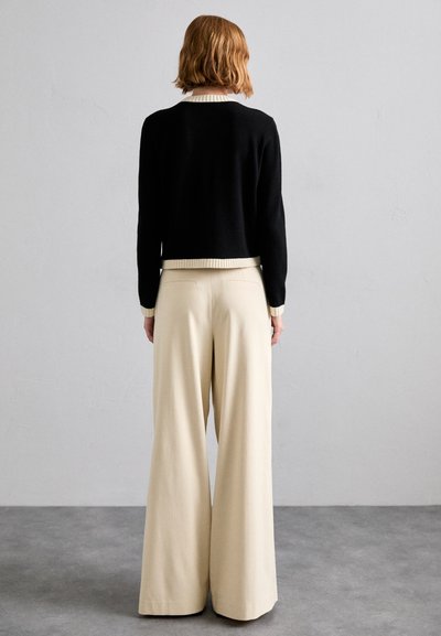 Tory Burch KENDRA CHUNKY TRIM CARDIGAN - Cardigan - black/french cream