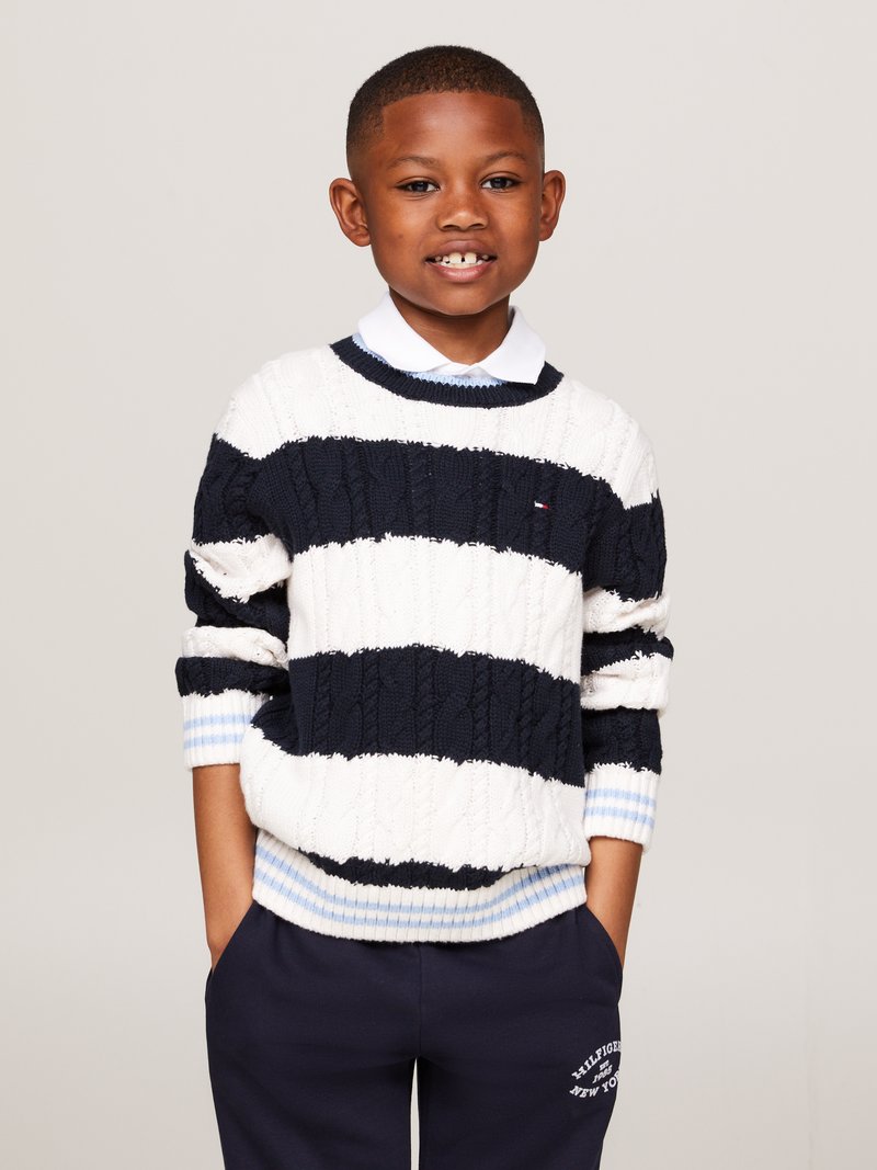 Tommy Hilfiger BLOCK CABLE REGULAR - Pullover - desert sky/ancient white