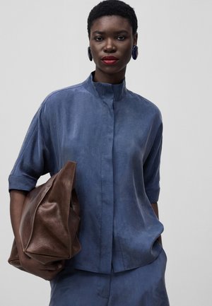 SHORT SLEEVE - Button-down blouse - petrol blue
