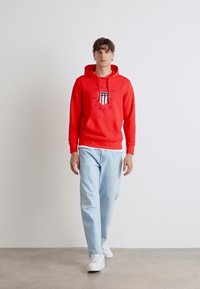 GANT PRINT HOODIE - Jersey con capucha - bright red