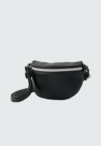 Borsa a tracolla in finta pelle nera, dalla forma curva, con zip argentata, tracolla regolabile e dettaglio con logo impresso sul davanti.