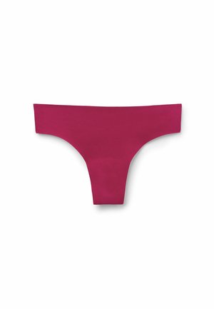 Stringent string rose foncé pour femme, en tissu lisse avec un design minimaliste, sur fond blanc.