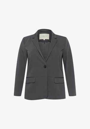 Tamsiai pilkas švarkas su vieno mygtuko užsegimu, nupjautomis apykaklėmis ir dviem priekinėmis kišenėmis. Pagamintas iš lygaus audinio su prisiuvimu.