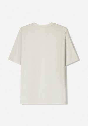 Light gray, short-sleeved T-shirt made of soft cotton, featuring a round neckline and a relaxed fit, plain with no visible patterns or accents.