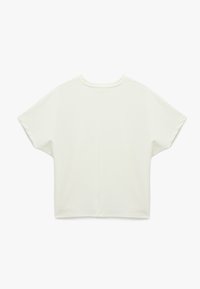 Witte katoenen t-shirt met korte mouwen en ronde halslijn, met een ontspannen pasvorm en een gladde textuur. Naaddetails op de achterkant.