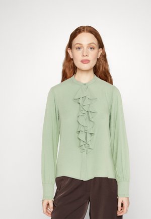 La Strada Unica LSUDOBBY RUFFLE - Bluză - smoke green